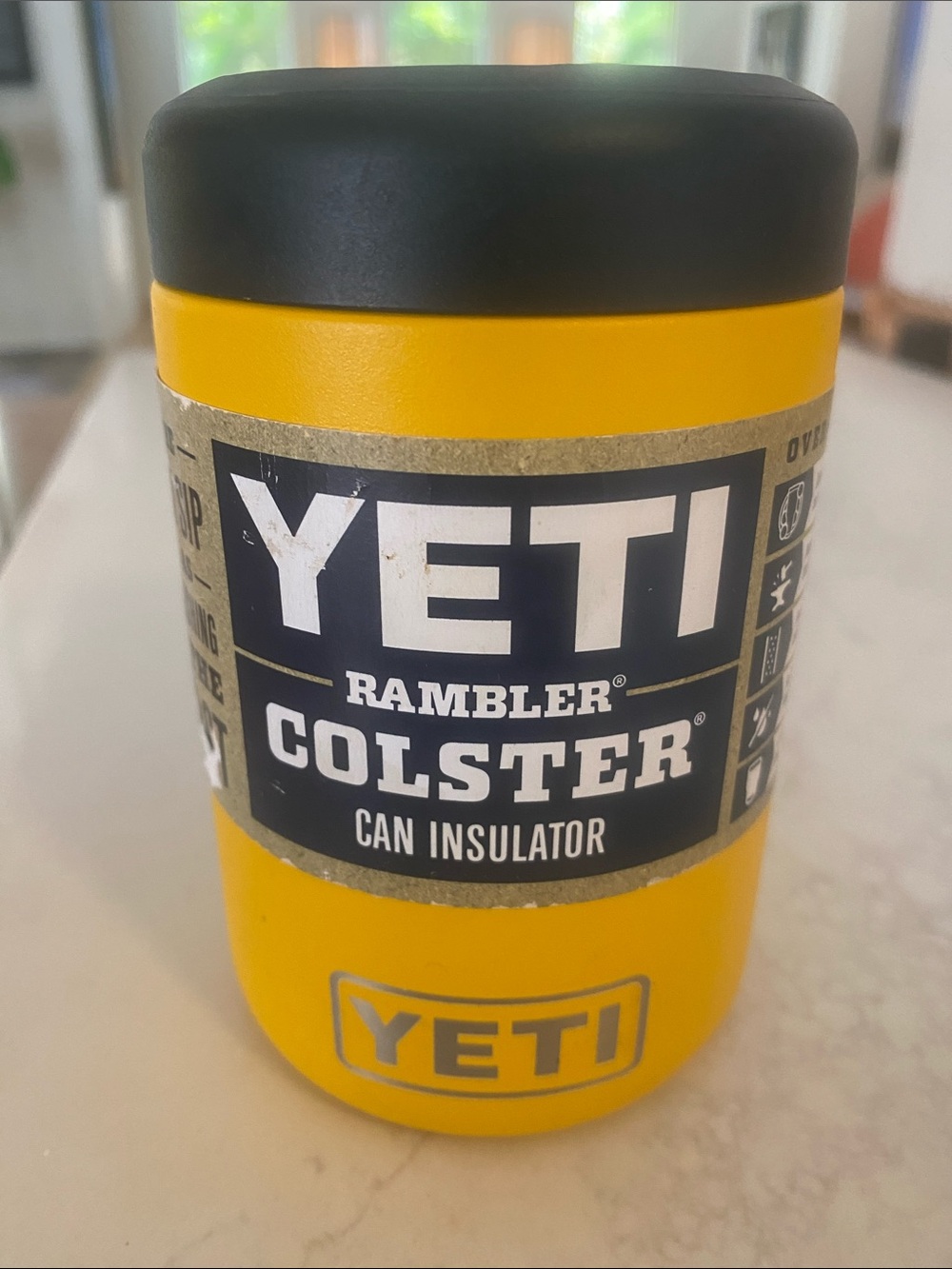 Yeti 12 oz Rambler Colster Can Insulator - Yellow with Black Lid